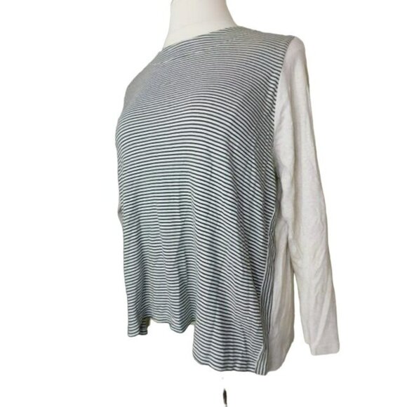 J. Jill Size XL Striped Perfect Pima Knit Long Sleeve Shirt Top - Picture 2 of 2